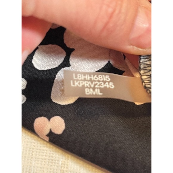 Karl Lagerfeld Yessie Blouse Trumpet Sleeve Top Black 3/4 Sleeve Size S/M - Picture 13 of 16